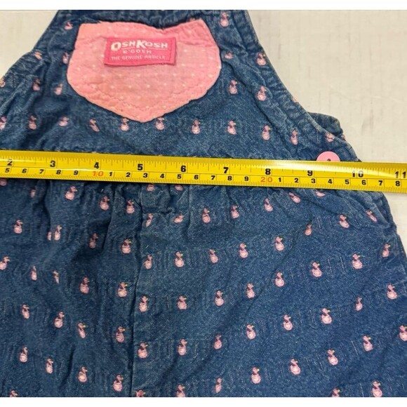 Vintage Osh Kosh B'Gosh 24M 2T Overalls Blue Denim Girls Patterned Ducks Pink - Picture 5 of 11